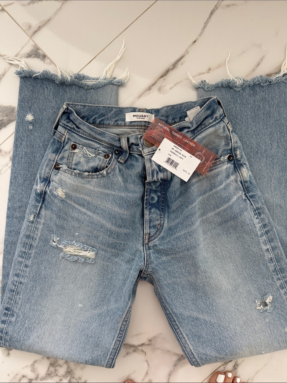 Moussy vintage Odessa Wide Light Blue Distressed Straight-Leg Jeans - Picture 6 of 6
